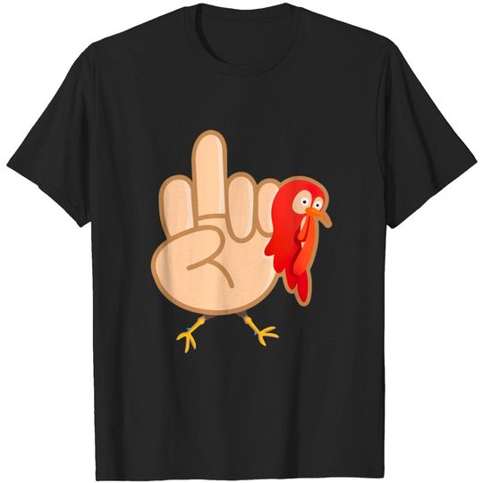 Discover Rude Holiday Thanksgiving Turkey Giving Finger - Turkey With Mask - T-Shirt