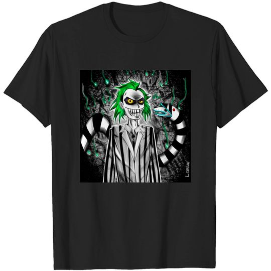 Discover beetlejuice in dark underwold hell arts with sandworms - Tim Burton - T-Shirt