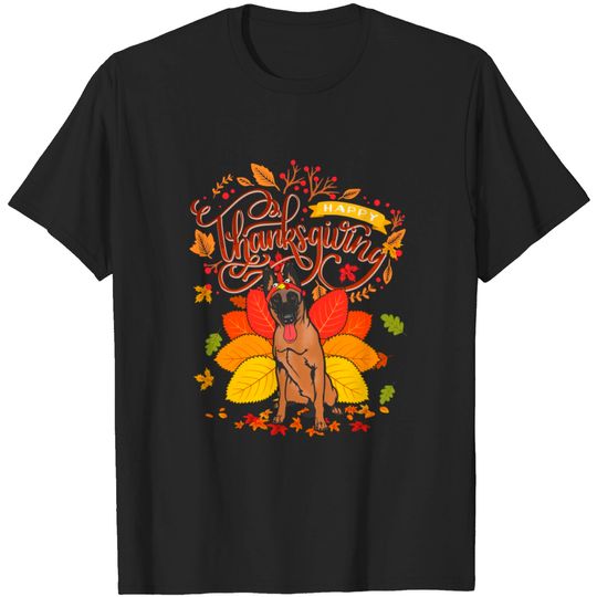 Discover Belgian Malinois Wearing Turkey Hat Fall Autumn Thanksgiving - Belgian Malinois Wearing Turkey Hat - T-Shirt