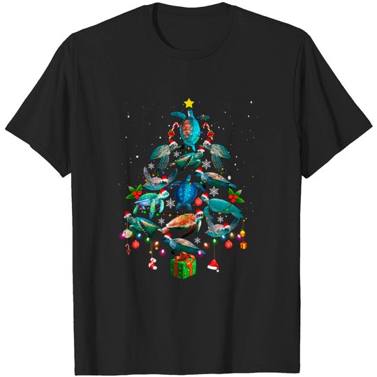 Discover Sea Turtles Lover Xmas Gift Sea Turtle Christmas Tree T-Shirt