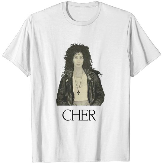 Discover Cher Ladies Tee: Leather Jacket