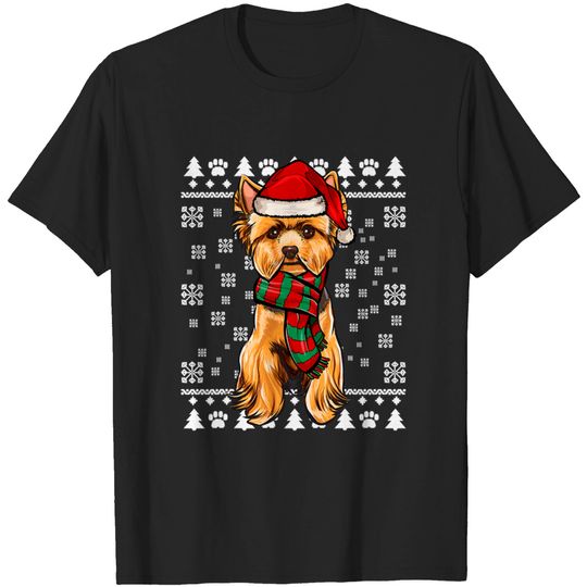 Discover Yorkshire Terrier Dog Santa Hat Xmas Ugly Christmas - Yorkshire Terrier Dog Santa Hat Xmas Ug - T-Shirt