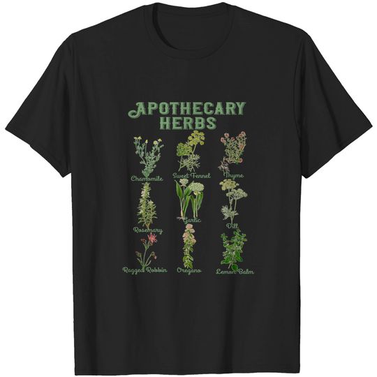 Discover Apothecary Herbs Vintage Botanical Plants Cottagecore T-Shirt