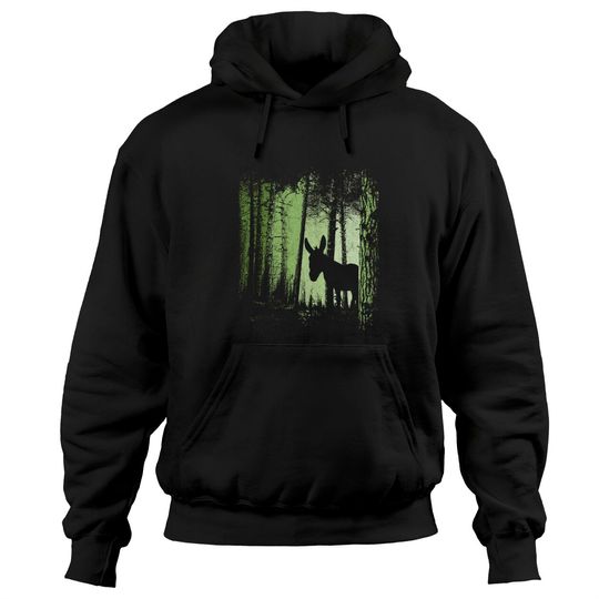 Discover Twilight Forest Wildlife Donkey Mule Silhouette Pullover Hoodie