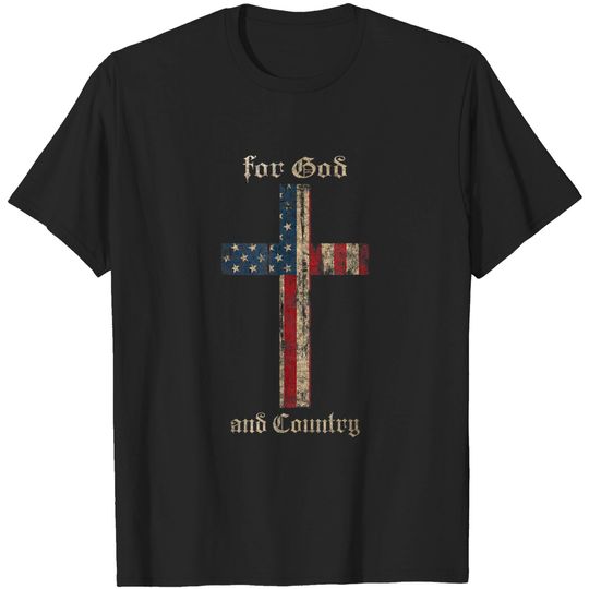 Discover for God and Country Cross American Flag Faith US Patriotic T-Shirt