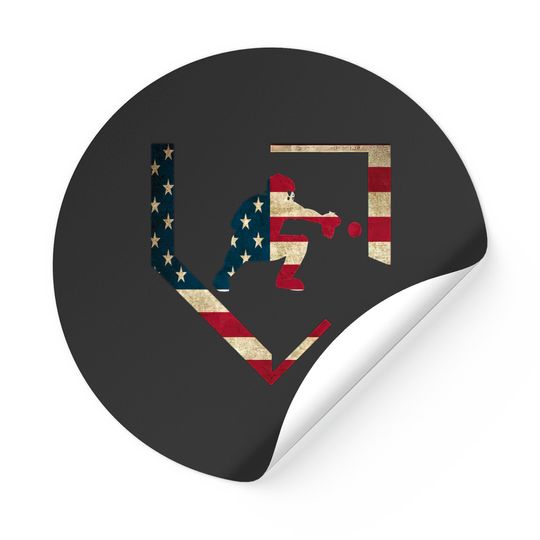 Discover Baseball Catcher Gear  American Flag Baseballin Gift Stickers