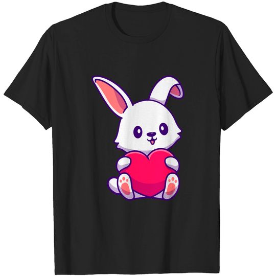 Discover Rabbit Holding Heart - Bunny - T-Shirt