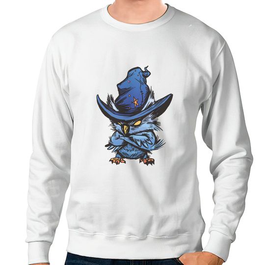 Discover Angry Owl Sweatshirt With Witch Hat Bird Halloween