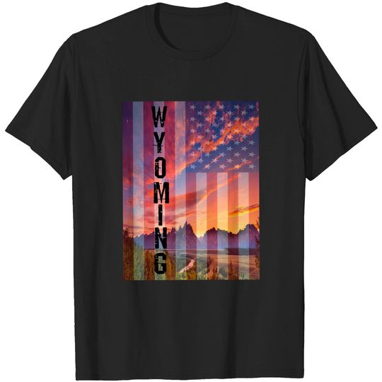Discover Wyoming American Flag T-Shirt