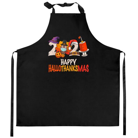 Discover Happy Hallothanksmas 2021 Thanksgiving Kitchen Aprons
