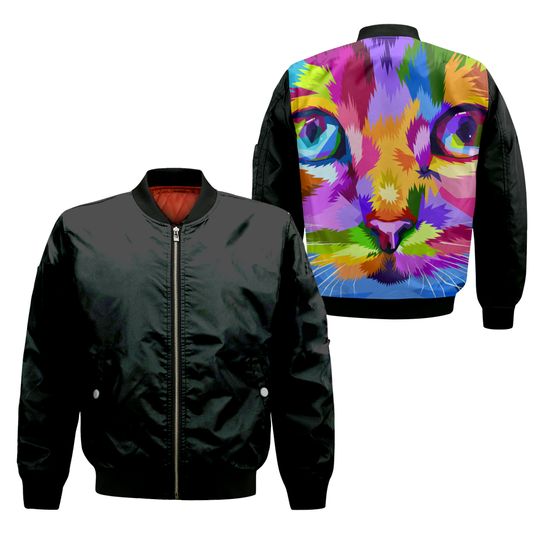Discover Cat Women's Bomber Jacket, Custom jacket, bomber jacket