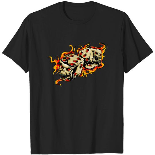 Discover Grinning skull dice and flames - Dice - T-Shirt