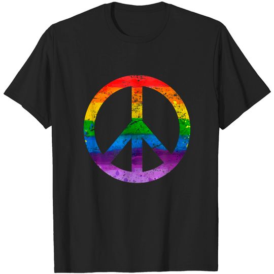 Discover Lesbian Sign T-Shirt Hippie Peace Sign Lgbt Flag Rainbow Pride Gay Lesbian Flags