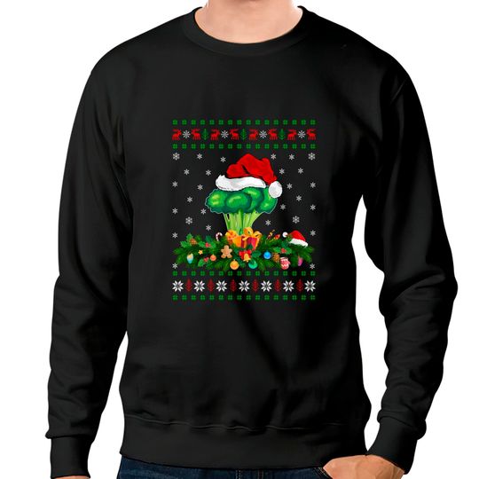 Discover Broccoli Xmas Santa Hat Ugly Broccoli Christmas Sweatshirt