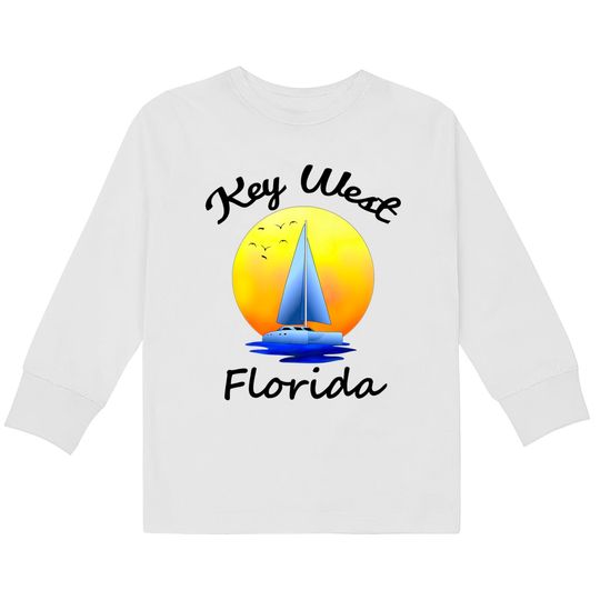 Discover Key West Florida Sunset Boating Sailing Yachting Catamaran Kids Long Sleeve T-Shirts