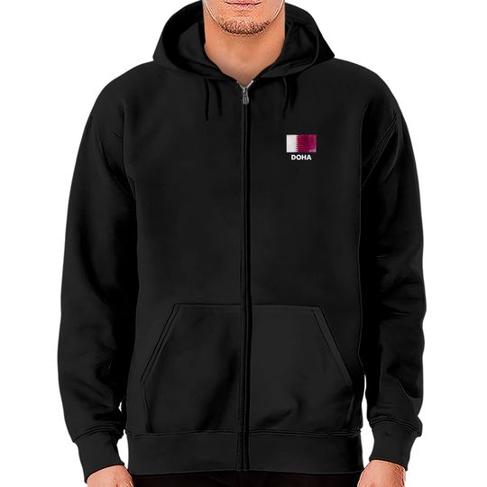 Discover Doha Qatar Flag Zip Hoodies