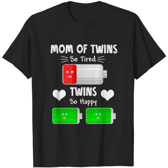 Discover Tired Twin Mom Low Battery Charge Mother's Day T-Shirt