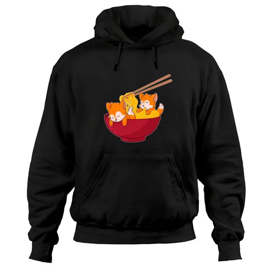Discover Fox Chibi Hoodie Kawaii Anime Japanese Ramen Noodles Furry Red Fox Gift