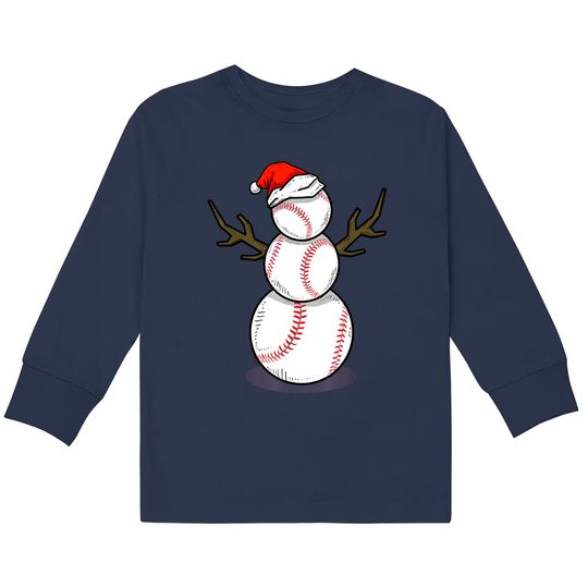 Discover Christmas Summer Baseball Snowman Party Kids Long Sleeve T-Shirts