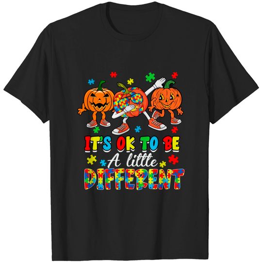 Discover Halloween Autism Pumpkin It's OK To Be a Little Different T-Shirt
