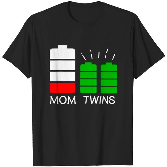 Discover Twin Mom Low Battery Tired Mom Of Twins T-Shirt