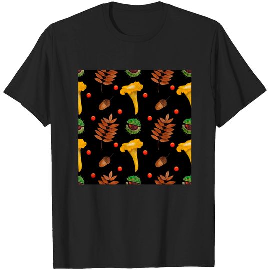 Discover Autumn Leaves and Mushroom Seamless Patterns - Autumn - T-Shirt