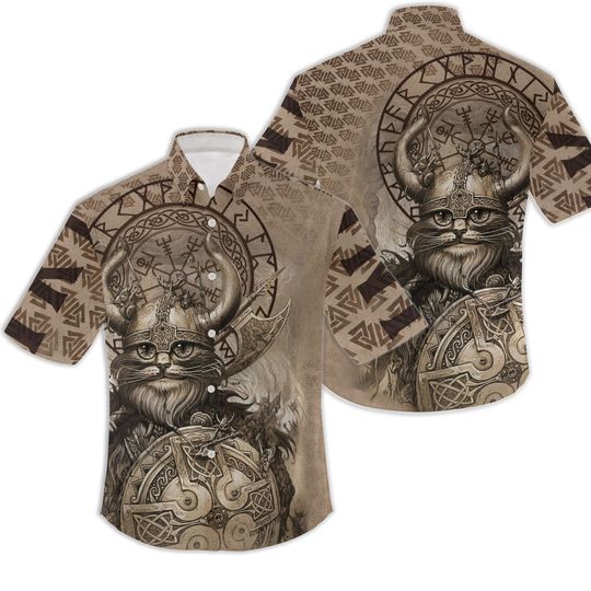Discover Viking Hawaiian Shirt Classic Cat Version Viking T-shirt