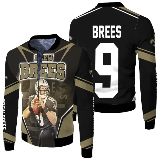 Discover New Orleans Saints Drew Brees Fleece Bomber Jacket