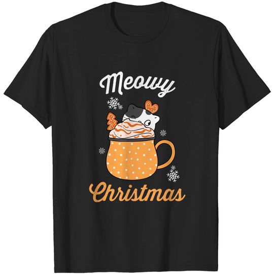 Discover Hot Cocoa & Christmas Movies Cute Funny Cat Mug Meowy Xmas T-Shirt