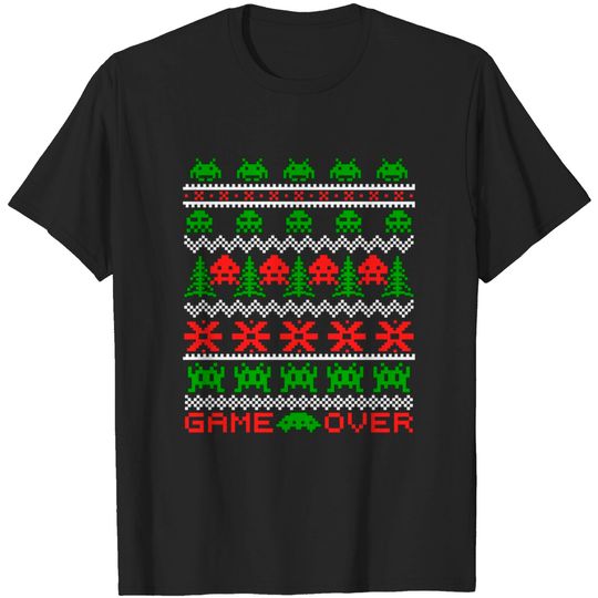 Discover Ugly Christmas Gamers Sweater 8-bit 80s Space Alien Invaders - Sweater - T-Shirt