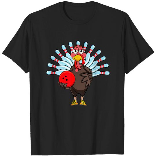 Discover Thanksgiving Turkey Bowling Pin Matching Team T-Shirt