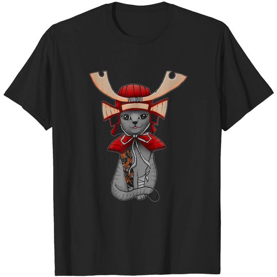 Discover Samurai Cat With Irezumi Monmon Tattoo T-Shirt