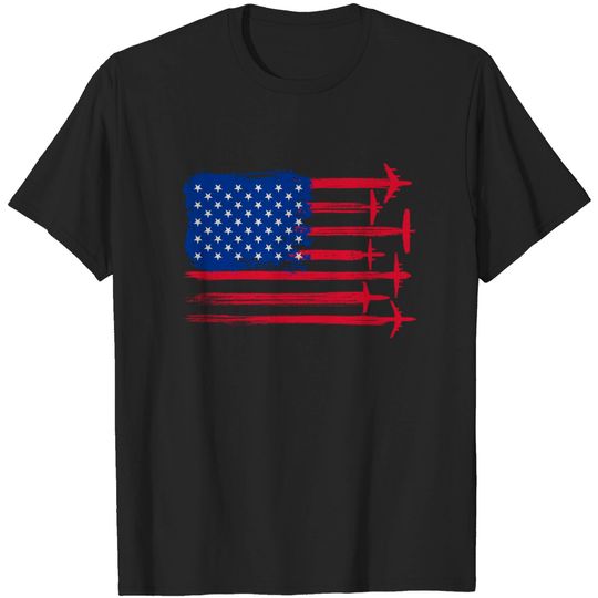 Discover Aircraft American Flag Airplane Pilot Aviation T-Shirt
