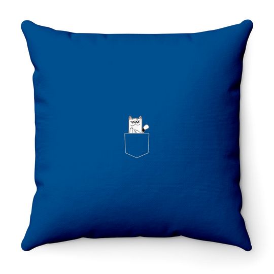 Discover Cat Flipping Off Throw Pillows Cat in Pocket Giving the Finger