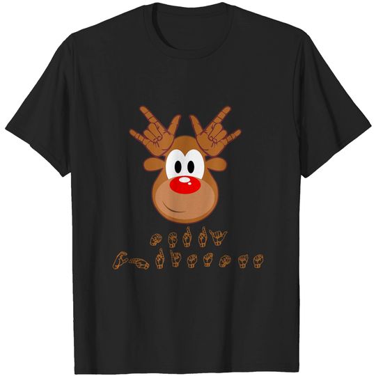 Discover ASL Sign Language Deaf Christmas Reindeer T-Shirt