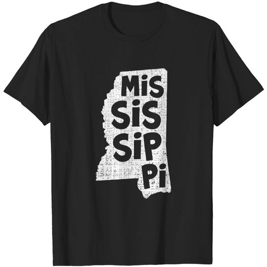 Discover Mississippi State Lines Map Souvenir T Shirt