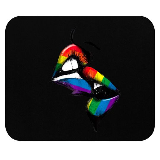 Discover Lesbian Lips Kissing Rainbow Flag Gay Pride LGBT Mouse Pads