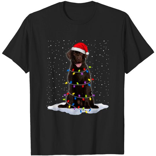 Discover Labrador Retriever Santa Christmas Tree Lights T-Shirt