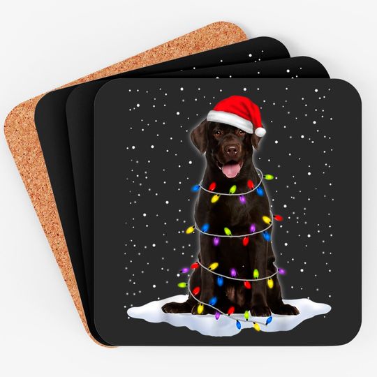 Discover Labrador Retriever Santa Christmas Tree Lights Coasters