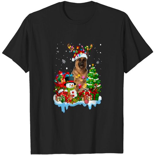 Discover German Shepherd Christmas Reindeer Christmas Lights Pajama T-Shirt