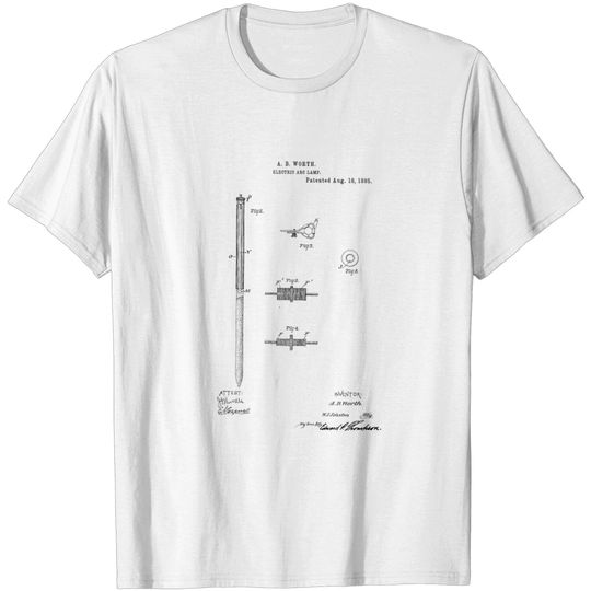 Discover Electric Arc Lamp Vintage Patent Hand Drawing - Lamp - T-Shirt