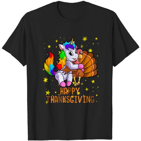 Discover Cute Unicorn Hugs Turkey Happy Thanksgiving Shirt Girls T-Shirt