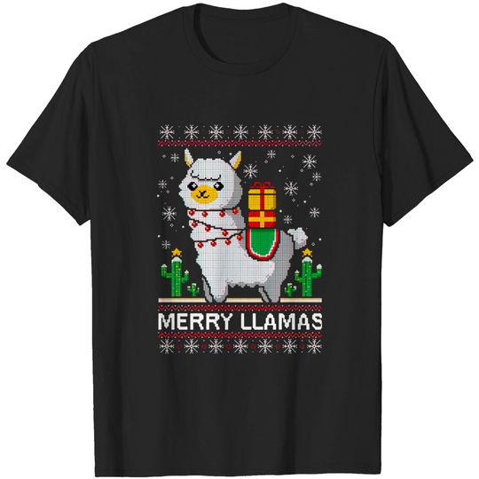 Discover Merry llamas christmas ugly sweater - Ugly Christmas Sweater - T-Shirt