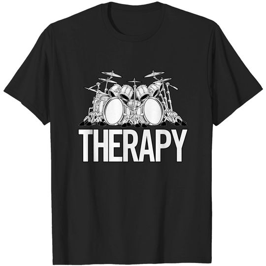 Discover Drummers Therapy Drum Set Cartoon Illustration - Drummer - T-Shirt