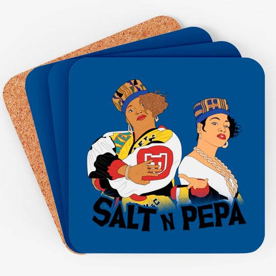 Discover 1985 Salt n Pepa simple art - Black - Coasters