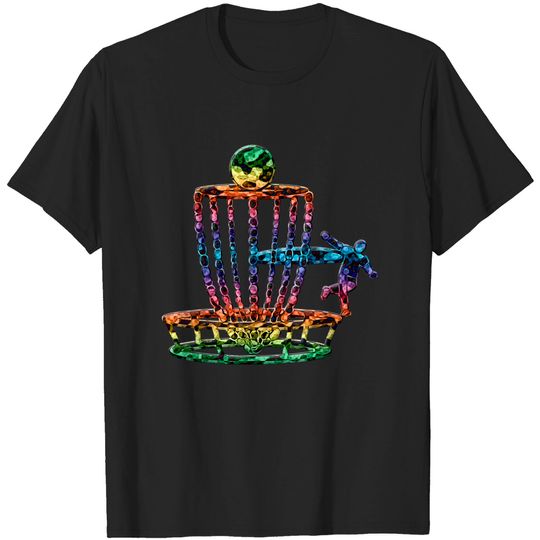 Discover Vintage Disc Golf Art Disc Golfing Basket Color Art  T-Shirt