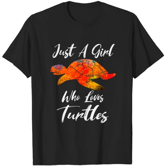 Discover Watercolor Turtle T-Shirt Just A Girl Who Loves Turtles Women & Kids Tortoise Gift