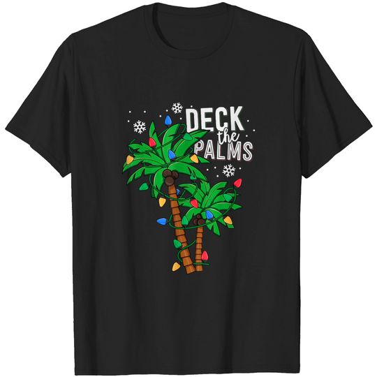 Discover Deck The Palms Tropical Hawaii Christmas Palm Tree Lights T-Shirt