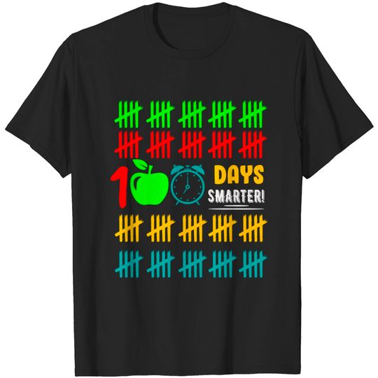 Discover 100 Days Smarter Counting Hash Marks School Teacher Students - Funny 100 Days Of School Gift - T-Shirt