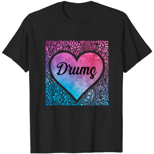 Discover Drums watercolor mandala heart. Perfect present for mom dad friend him or her - Drums - T-Shirt